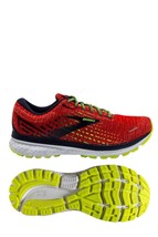 Brooks men&#39;s ghost 13 running shoes - d/medium width in Tomato/Navy/Nightlife - £74.40 GBP