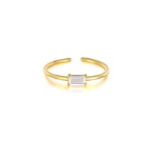Minimalist Design: S925 Sterling Silver Single Rectangle Diamond Gold-Plated Ope - £23.12 GBP