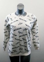 Holy Chic Women&#39;s Small White All Over Print Crew Neck Long Sleeve Sweat... - $10.88