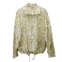 Chicos Jacket Womens Size 2 US Large Gold Lame Print Cotton Bomber Windbreaker - £11.27 GBP