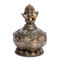 Antique Gold Finish Trinket Box - Ganesh - £33.08 GBP