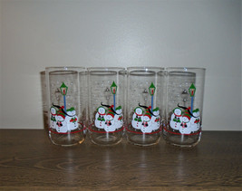 Vintage Libbey Snowman Carolers Tumblers Set of 4 Snow Holidays Winter 5... - $24.75