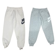 2 PAIR NIKE Big Kid Fleece Joggers Size YM  White and Grey  NWOT - £46.73 GBP