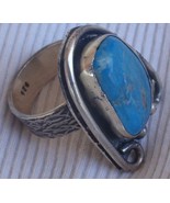Turquoise pressed silver ring MT 14 - $909.59 MXN