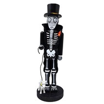 14&quot; Skeleton Nutcracker with Dog, Day Of The Dead and Halloween Decor - £39.48 GBP