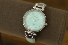 MODERN Costume Jewelry ARMITRON Now Aqua Blue Watch MOP Rhinestone Face - $28.65