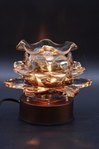 Electric Glass BROWN LOTUS Flower Touch Lamp  Oil /Wax Burner Tart Warmer! - £27.18 GBP