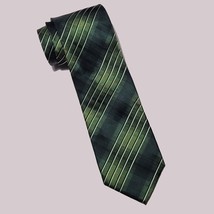 Alfani men dress silk tie green stripe pattern 3.25&quot; wide 59&quot; long - £15.15 GBP