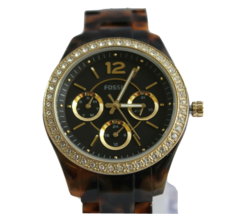 New FOSSIL ES3814 Chronograph Glitz Brown Acetate Bracelet Women Watch - £98.92 GBP