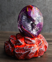 Purple Dragon In Acrylic Glass Egg With Aqua Crystals And LED Lava Rock Bases - £28.66 GBP