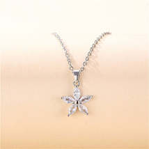 Crystal &amp; Silver-Plated Marquise Flower Pendant Necklace - £10.47 GBP