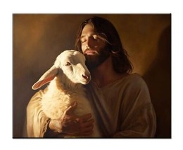 painting Giclee Jesus and the Lamb Picture Printed Canvas, Wall Decor - £6.42 GBP+