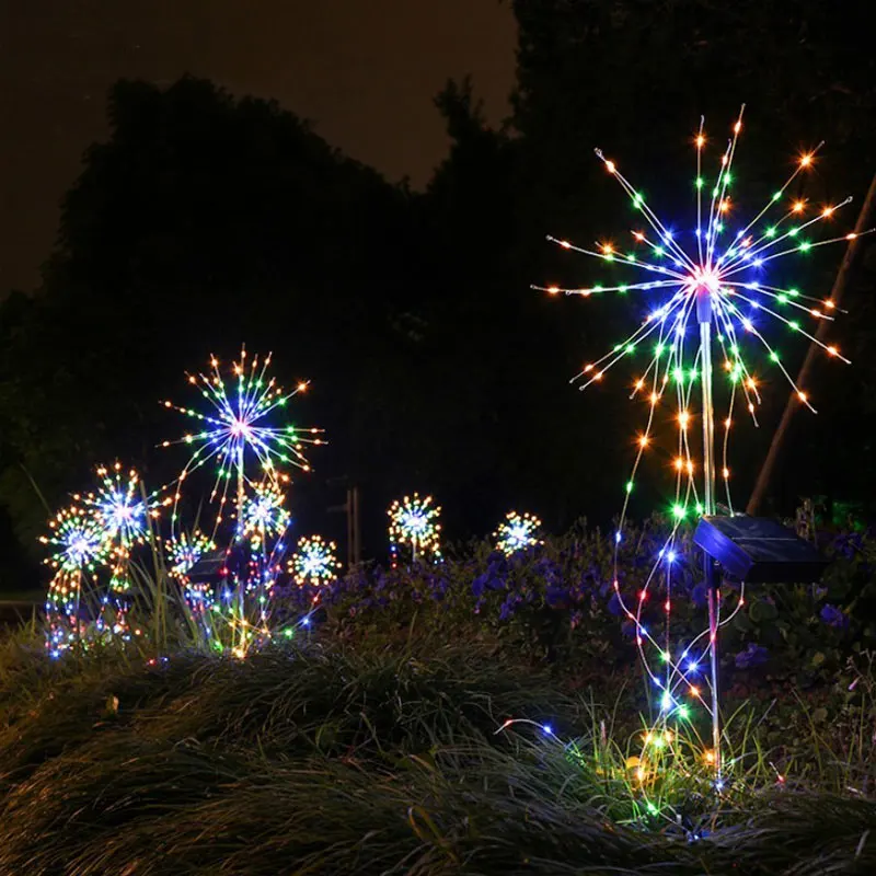 200 Led Solar Firework Light Outdoor Garden Gr Globe Dandelion Lamp Remote Contr - £139.27 GBP