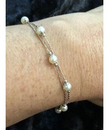 14K White Gold Double Strand Pearl Bracelet 7 1/2&quot; - $341.92 CAD