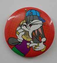 Vintage 1993 Button Pin Looney Tunes Bugs Bunny Hip Hop Cell Phone - £4.79 GBP