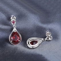 4.80Ct Pear Lab-Created Red Ruby Infinite Dangle Earrings 14K White Gold Plated - £102.93 GBP