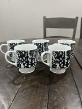 Holt Howard Pedestal Vtg Coffee 5 Mugs Black White Mod Retro 7848 Abstra... - $158.39