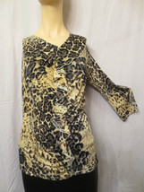 Milano leopard animal print rouched ruffle blouse size XL - £7.98 GBP