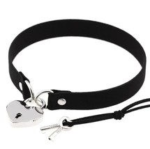 Heart Padlock Choker Pendant Necklace Collar Locket Padlock &amp; Keys Gothic Punk - £3.87 GBP
