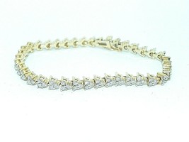 2 ct Diamond 7in Long Tennis Bracelet REAL Solid 14 k Gold 16.2 g - £2,056.34 GBP
