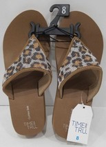 Time and Tru Women&#39;s Lifestyle Cushioned Sole Flip Flops Leopard Size 8 - £21.72 GBP