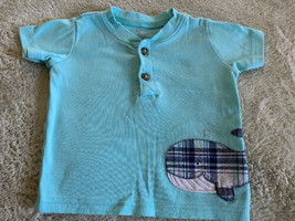 Just One You Boys Blue White Plaid Whale Short Sleeve Shirt 12 Months - £3.51 GBP
