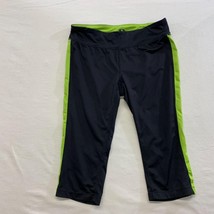 Athletic Works Women&#39;s Cropped Leggings Size Medium Black Green Polyeste... - $7.92