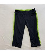 Athletic Works Women&#39;s Cropped Leggings Size Medium Black Green Polyeste... - $7.92