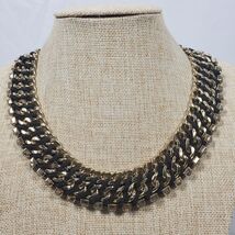 Vintage Braided Statement Necklace 18 Inch Gold Tone &amp; Black - $268.92 MXN
