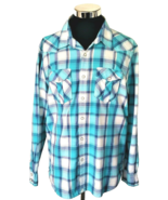 American Eagle Outfitters Shirt Men&#39;s XXL Aqua Plaid Western Snaps Vinta... - £14.79 GBP