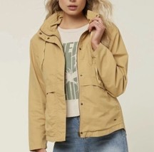 O’neill Windbreaker Jacket Mustard Tan Women’s Hooded Size Medium - £27.52 GBP