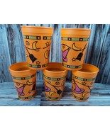 Berry Orange Halloween Cups - Lot of 5 - Witch Hat Broom - £10.64 GBP