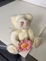 Plush Teddy Bear Stuffed Toy Plushie Holding Pink Flower &quot;Special Thanks&quot; - £15.40 GBP