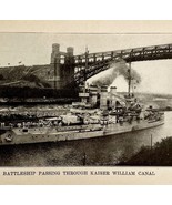 1914 WW1 Print Battleship In Kaiser William Canal Antique Military Colle... - $880.69 MXN