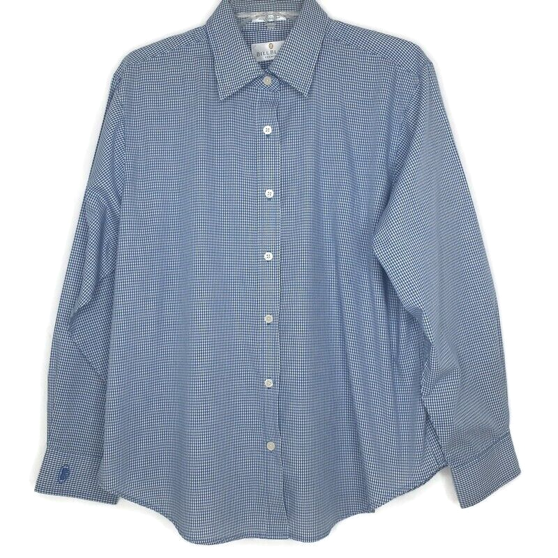 Primary image for Bill Blass Womens Shirt Size XL Long Sleeve Button Up Collared Blue Check