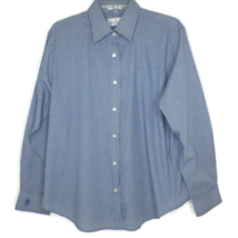 Bill Blass Womens Shirt Size XL Long Sleeve Button Up Collared Blue Check - $12.97