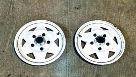 Pair White Mazda 5 Lug 6 Spoke 14 Inch 14&quot; Wheel Covers Hub Cap OEM Used... - $44.97