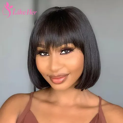 Primary image for 8" Black Straight Human Wig with Bang