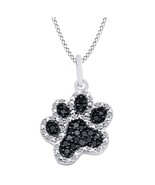 0.30 Ct Black &amp; White Diamond Dog Paw Pendant Chain 925 Solid Sterling S... - £41.57 GBP