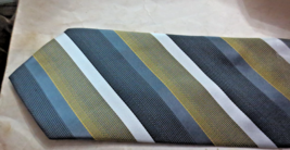 Hermes Paris Men&#39;s 100% Silk Ties diagonal stripes Black Green White - $100.00