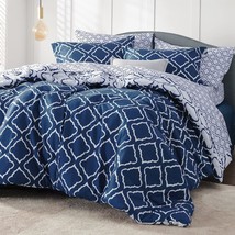 Bedsure Bed In A Bag - Full/Queen Bed Sets 8 Pcs.,Navy, And 1 Bed Skirt. - $51.95