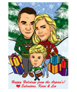 Personalized Christmas Card Custom gift Caricature drawn from photos - $137.15 CAD
