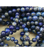8mm Blue Lapis Lazuli Round Beads, 1 15in Strand, dark denim blue stone - £13.47 GBP