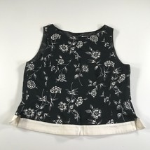 Pendleton Vest Womens 8 Black White Floral Fitted Short Length Boat Neck - £13.92 GBP