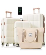 Expandable Beige Luggage Set w/ USB &amp; Spinner Wheels - $3,630.86 MXN