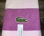 Lacoste ~ Pink Purple Bath Towel 100% Cotton 30&quot; x 52&quot; Big Crocodile Log... - £22.85 GBP