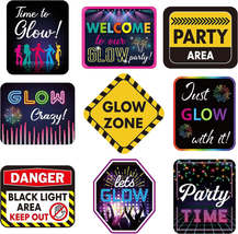 9 Pieces Neon Party Decorations Glow Party Signs Glow in the Dark Birthd... - $12.39