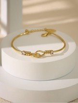 18K Gold Twisted Hoop Bangle Bracelet -  dainty, stackable, vermeil - $45.18