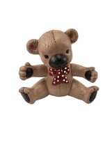 Vintage Brown Teddy Bear Ceramic Coin Bank 11.5” Hand Painted Bear w Red... - $42.10