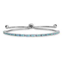 Silver Rhod-plated December Lt Blue CZ Adjustable Bracelet QG4757DEC - £78.30 GBP